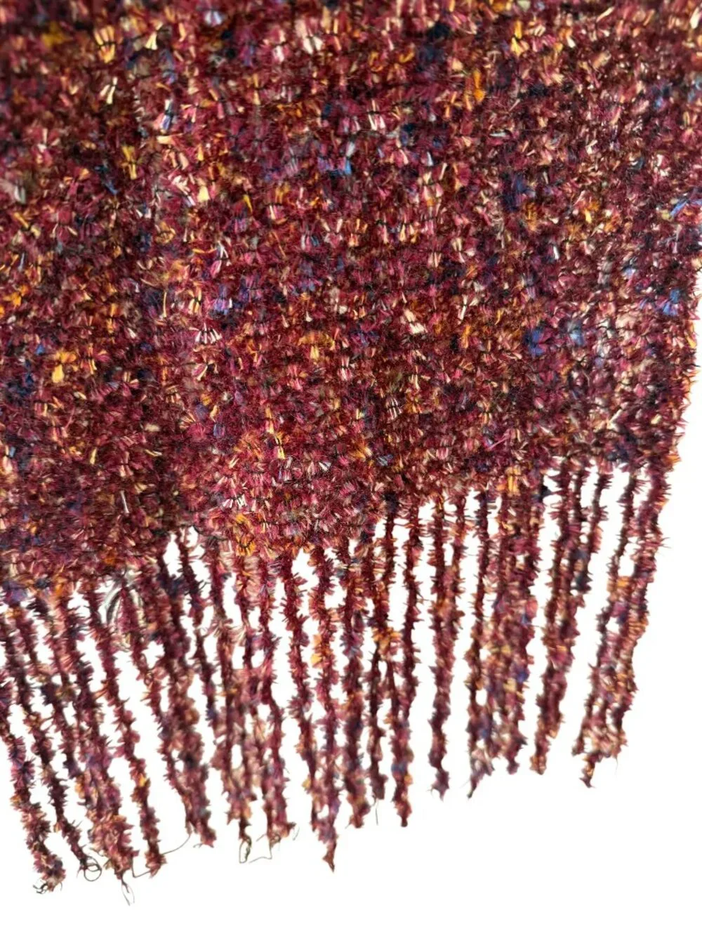 Burgundy Textured Fringe Scarf | Cozy Knit Wrap - Picture 3 of 4